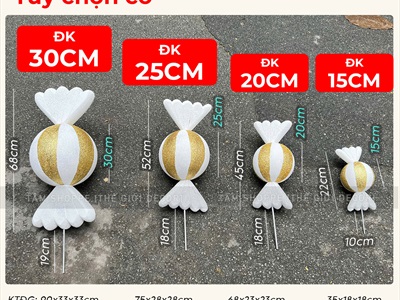 Mô hình kẹo mút tròn xoắn 2 đầu [Nhiều cỡ - Mút xốp] KEONGOT-03